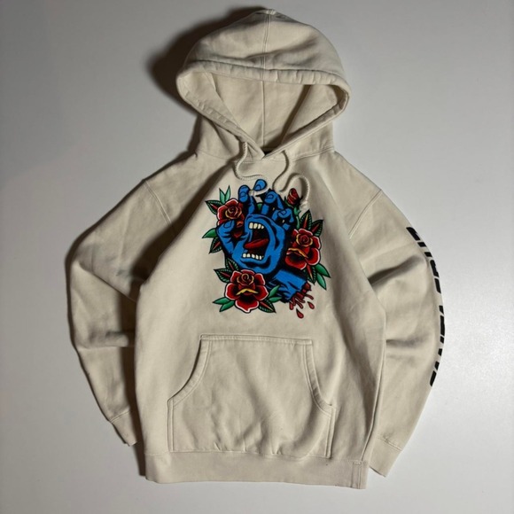 Santa Cruz Skateboards Other - Cream Santa Cruz Screaming Hand Roses Hoodie - Size M